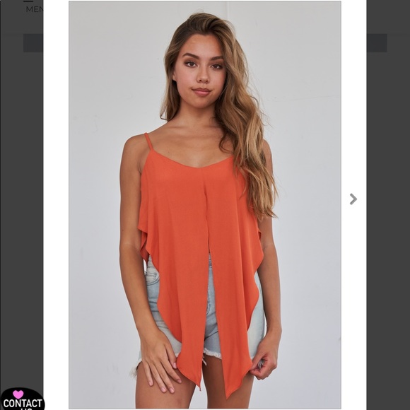 Rust Orange Wrap Waist Cami Top - Picture 2 of 3